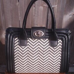 Galian new york purse bag top handle woven vegan faux leather